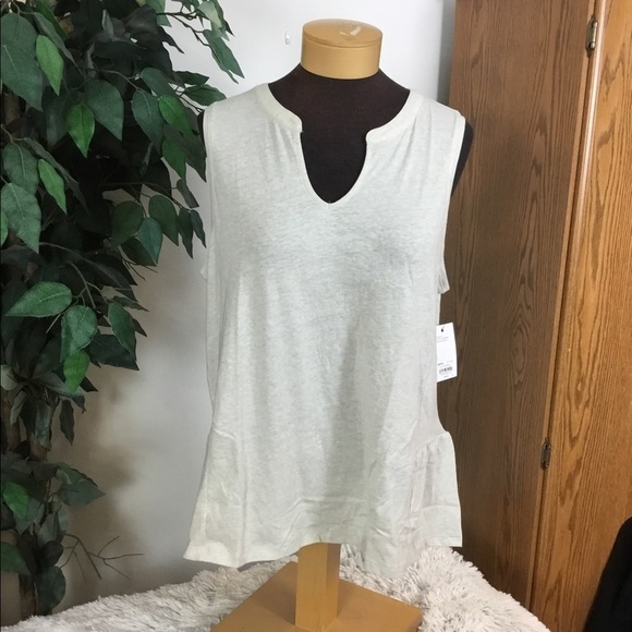 SONOMA L Peplum tank with notch neck Gray - Picture 1 of 11